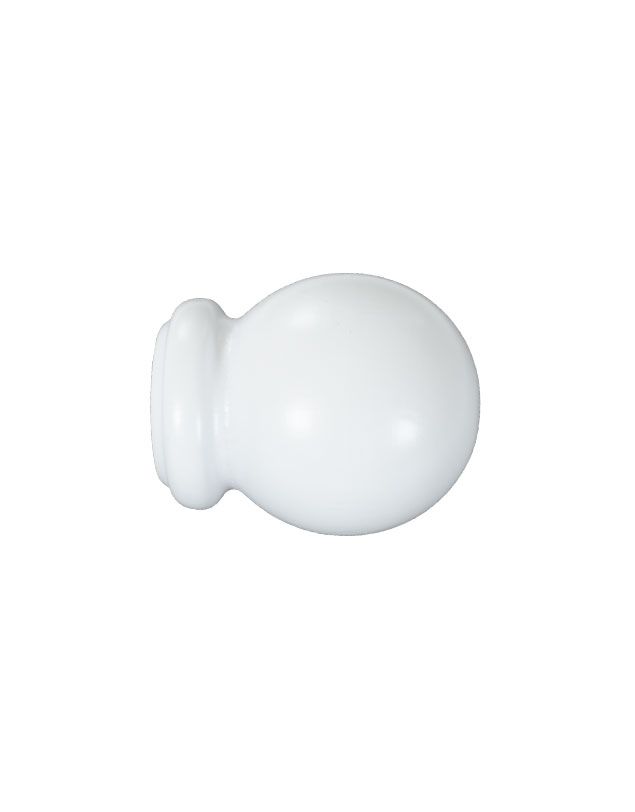 Knop Bola trægardinstang knop19 mm hvid - 7521
